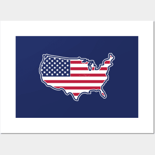 America's map with flag Posters and Art